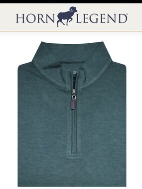Horn Legend Lifestyle Luxury Duo Tone Quarter Zip Cotton Pullover Green - XL